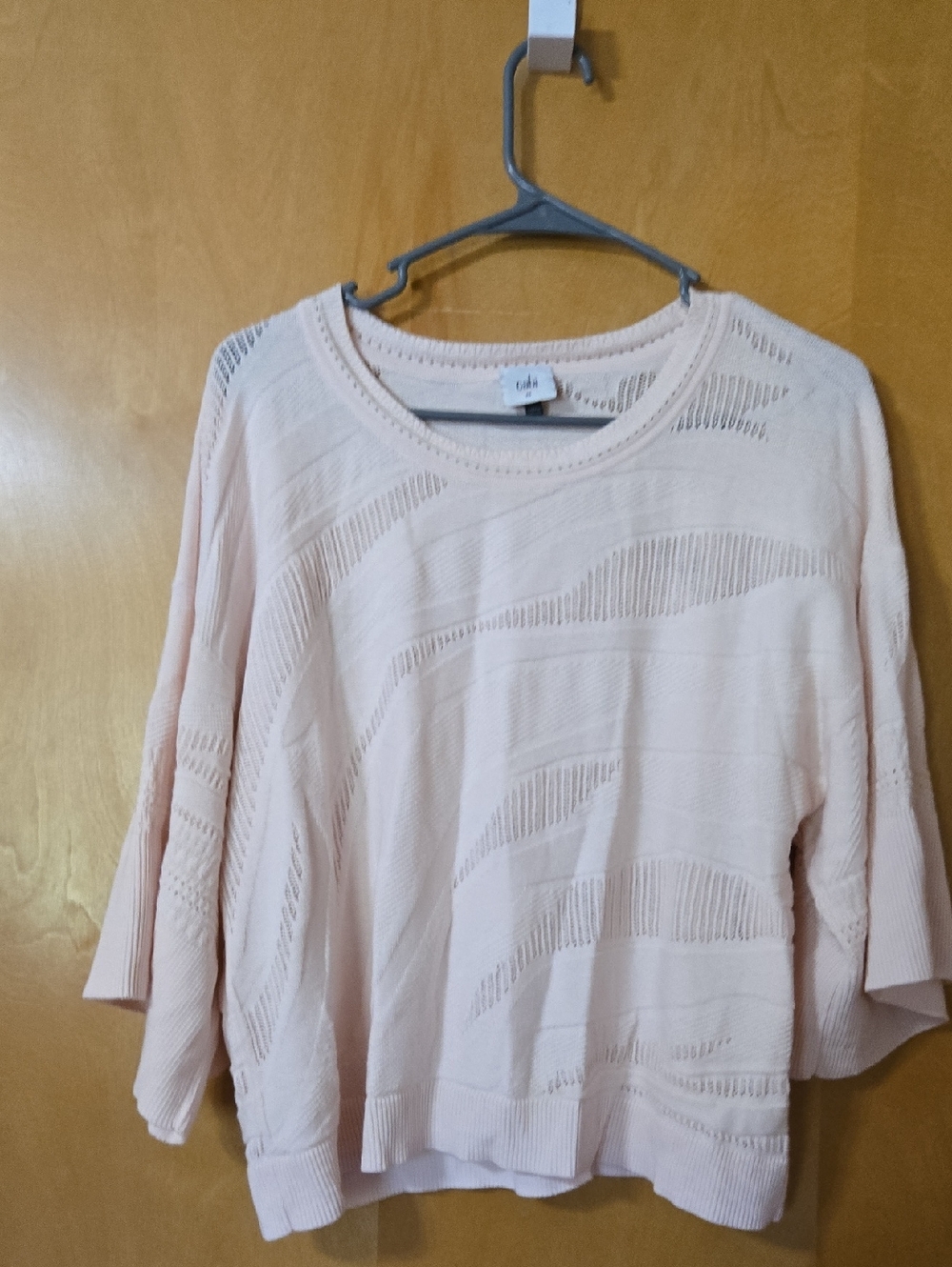 Cabi Light Pink Open Knit Pullover Sweater